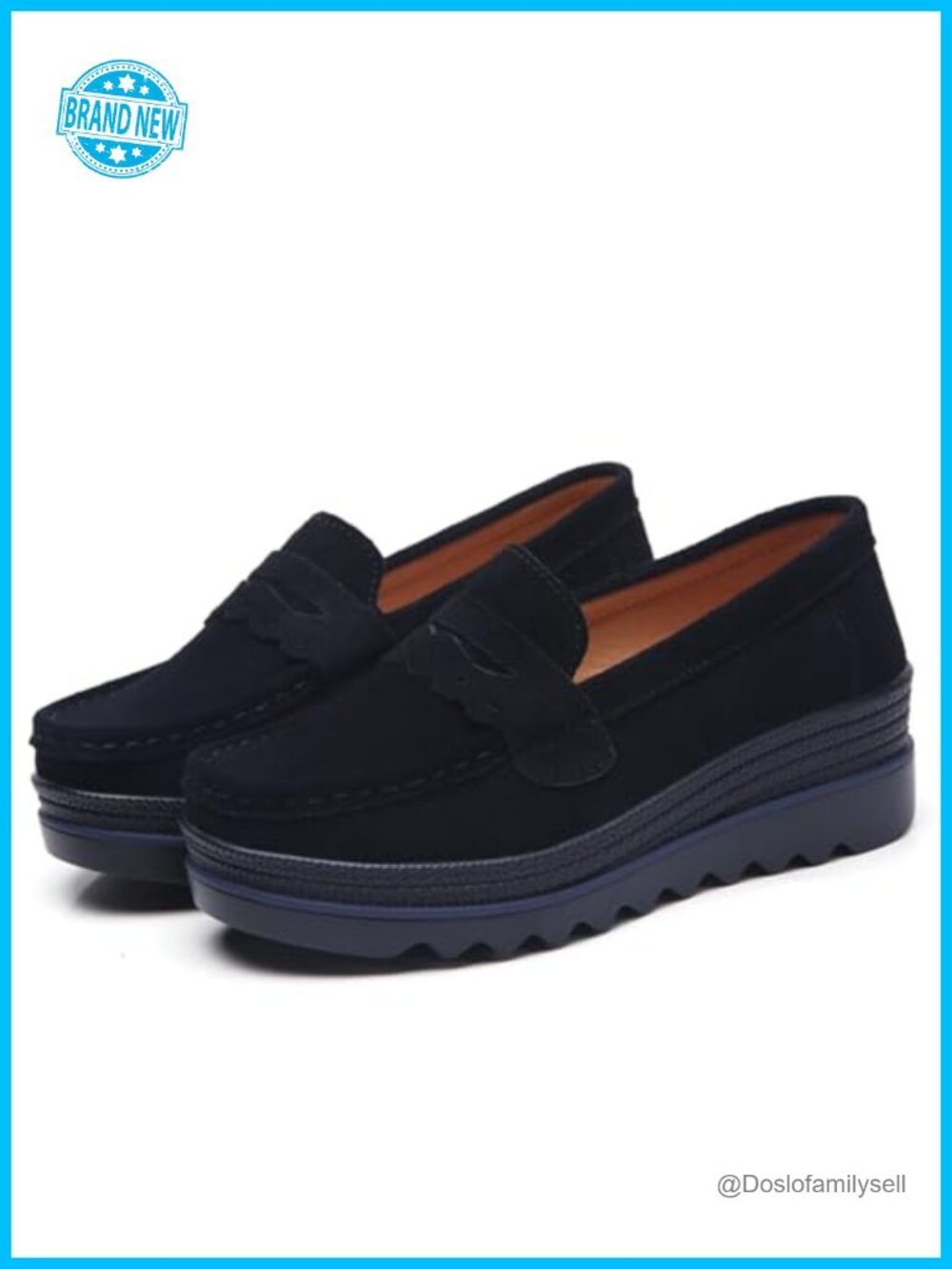 Women's Suede Platform Loafers Slip-On Wedge Comfort Business Casual Shoes